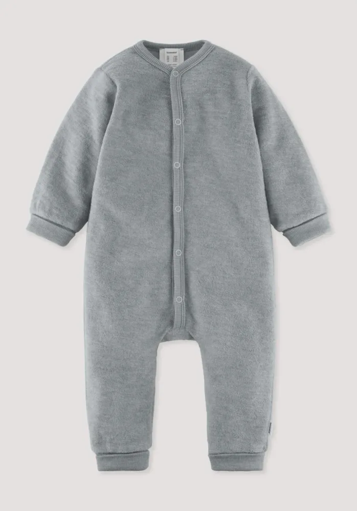 hessnatur Baby Wollfrottee Overall aus Bio-Merinowolle - blau - Größe 74/80