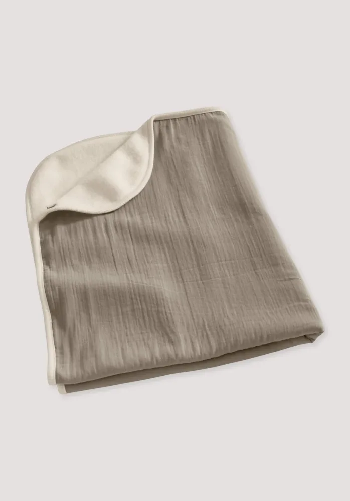 hessnatur Baby Wende-Decke Softfleece mit Musselin aus Bio-Baumwolle - natur - Größe 75x100 cm