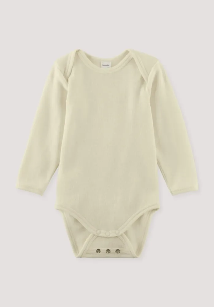 hessnatur Baby Langarmbody Slim aus Bio-Merinowolle mit Seide - natur - Größe 74/80