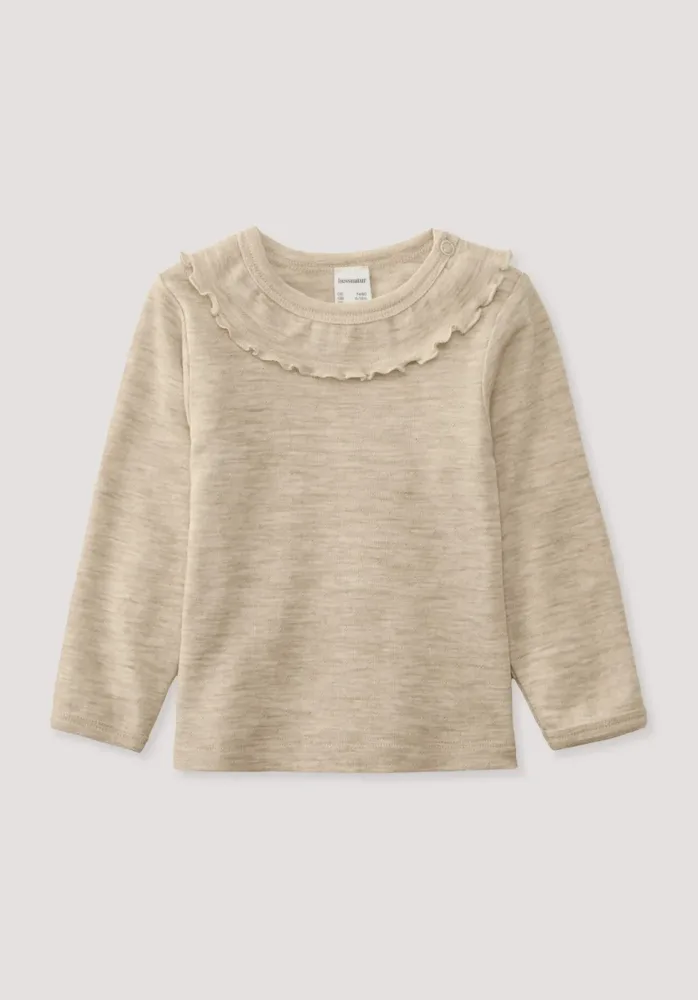 hessnatur Baby Langarmshirt Pointelle aus Bio-Merinowolle - beige - Größe 98/104