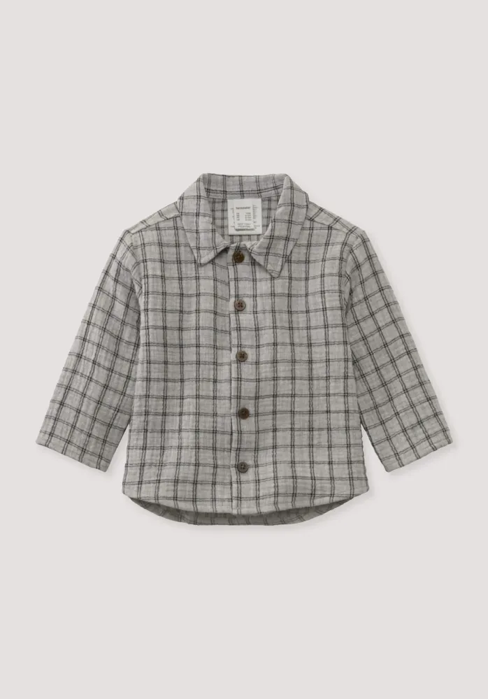 hessnatur Baby Musselin Shirt aus Bio-Baumwolle - grau - Größe 74/80