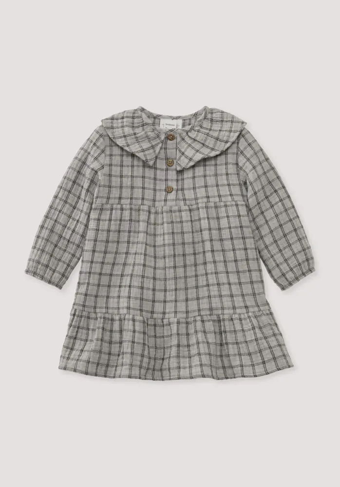 hessnatur Baby Musselin Kleid aus Bio-Baumwolle - grau - Größe 86/92