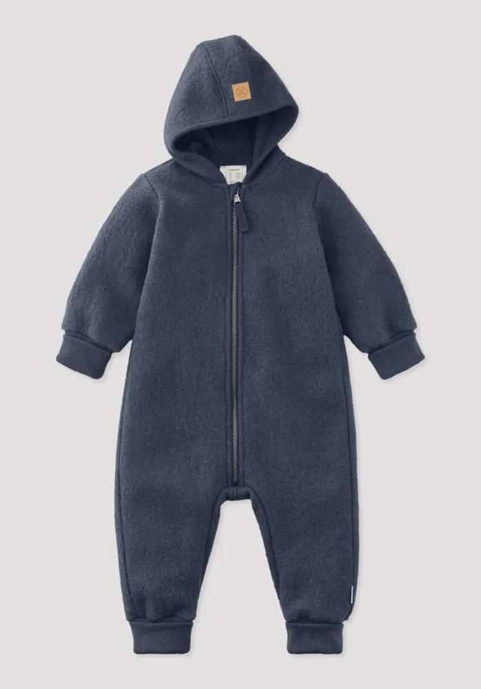 hessnatur Baby Walkoverall aus Bio-Merinowolle - blau - Größe 50/56