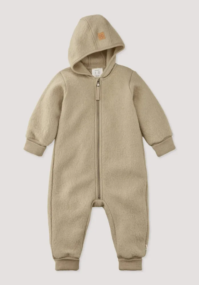 hessnatur Baby Walkoverall aus Bio-Merinowolle - beige - Größe 62/68