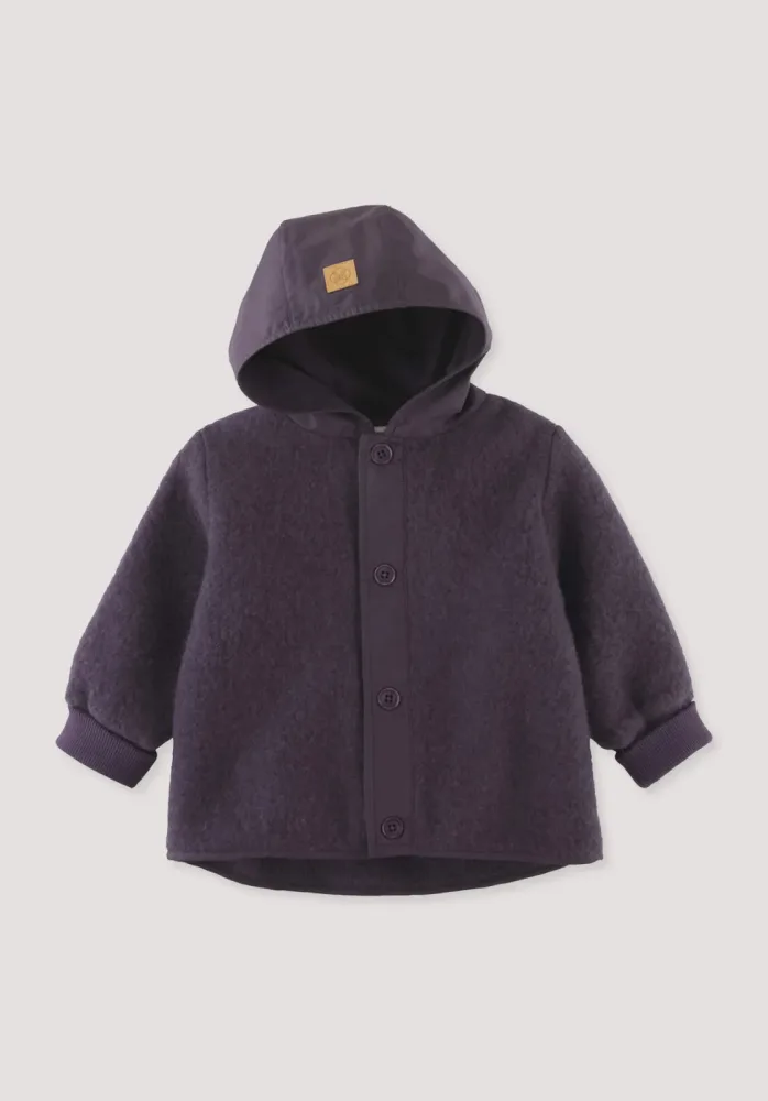 hessnatur Baby Wollfleece-Jacke mit Patch aus Bio-Merinowolle - lila - Größe 62/68