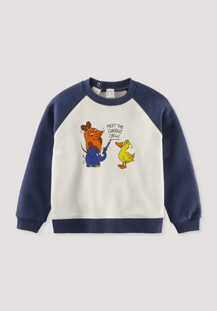 hessnatur Baby Sweatshirt DIE MAUS Regular aus Bio-Baumwolle mit recycelter Baumwolle - blau - Größe 86/92