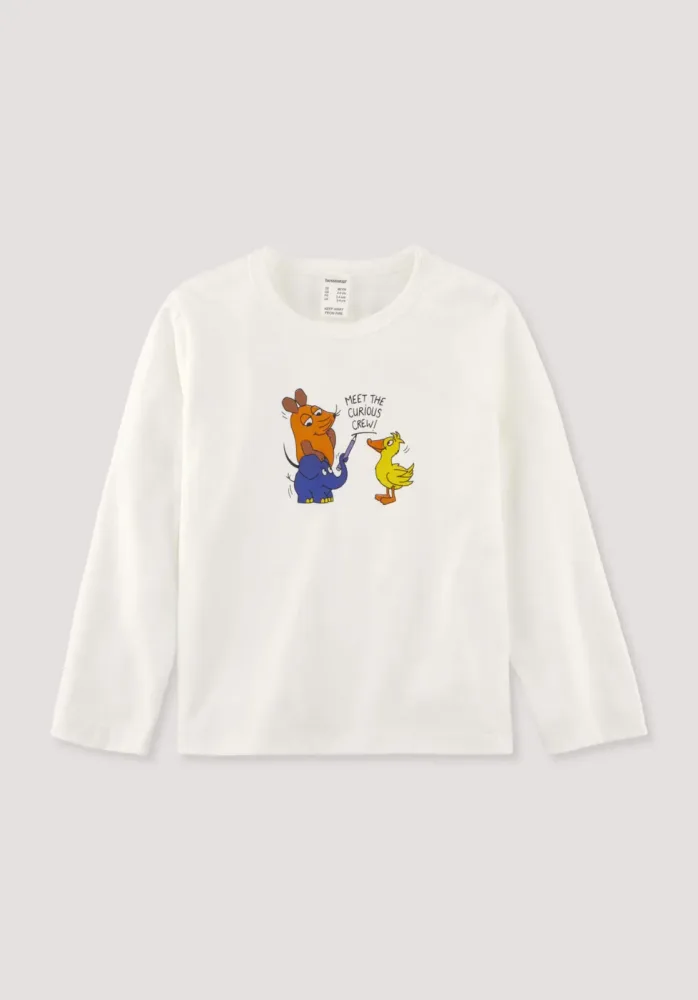 hessnatur Baby Longsleeve DIE MAUS Regular aus Bio-Baumwolle mit recycelter Baumwolle - weiß - Größe 86/92