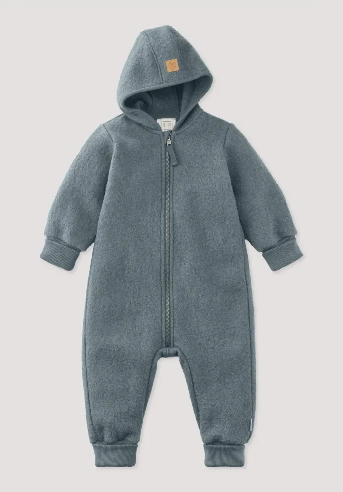 hessnatur Baby Walkoverall aus Bio-Merinowolle - blau - Größe 62/68