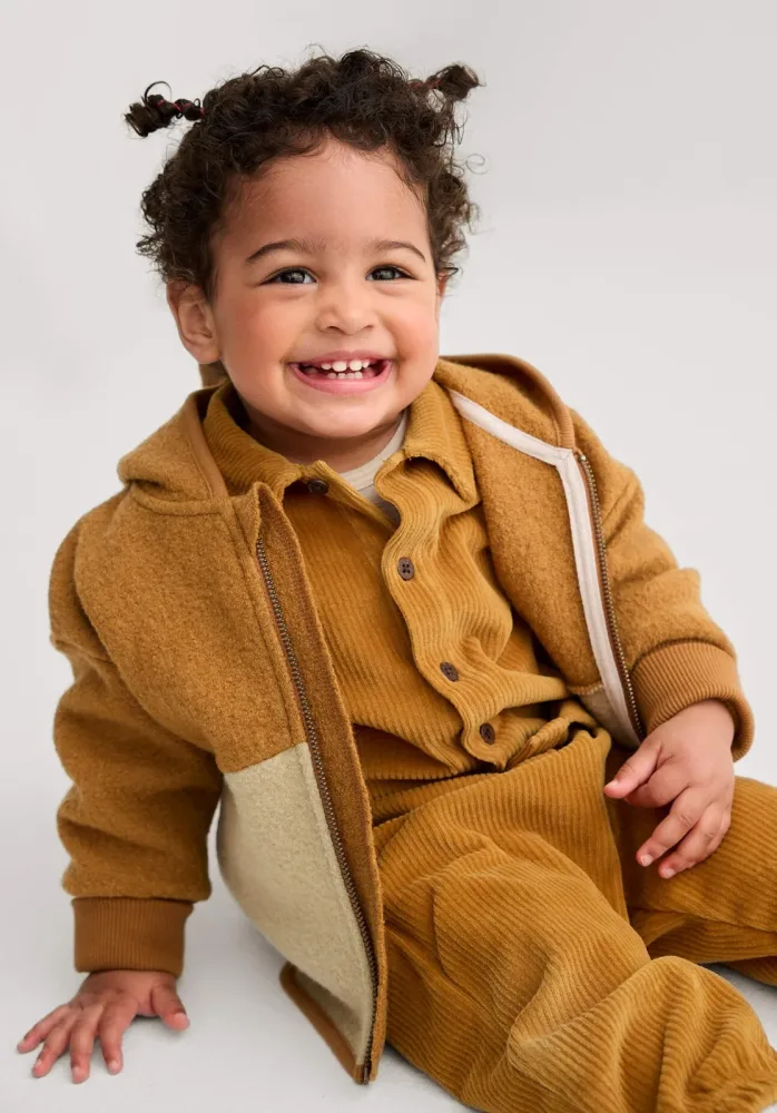 hessnatur Baby Walkjacke aus Bio-Merinowolle - braun - Größe 62/68