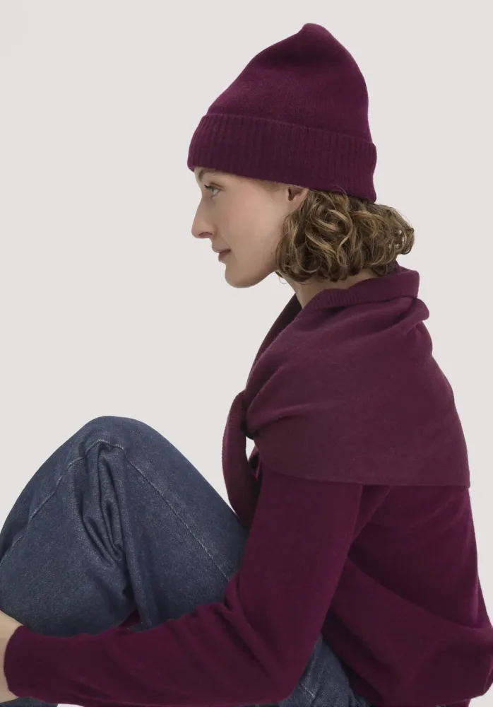 hessnatur Damen Mütze BETTER RECYCLING aus Cashmere - rot - Größe One Size