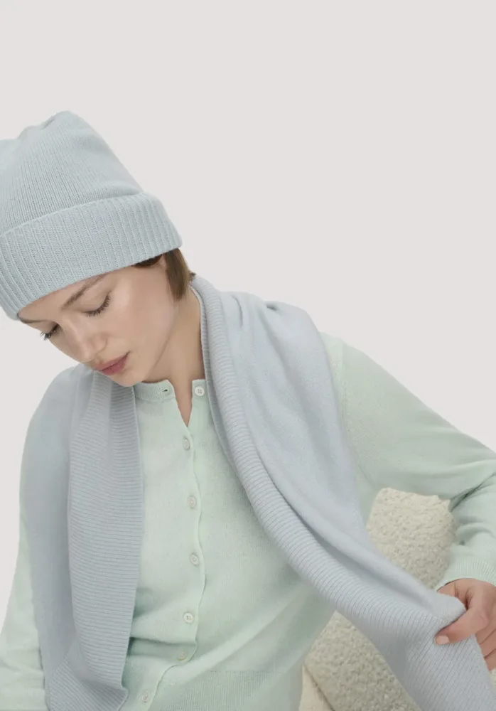 hessnatur Damen Mütze BETTER RECYCLING aus Cashmere - blau - Größe One Size