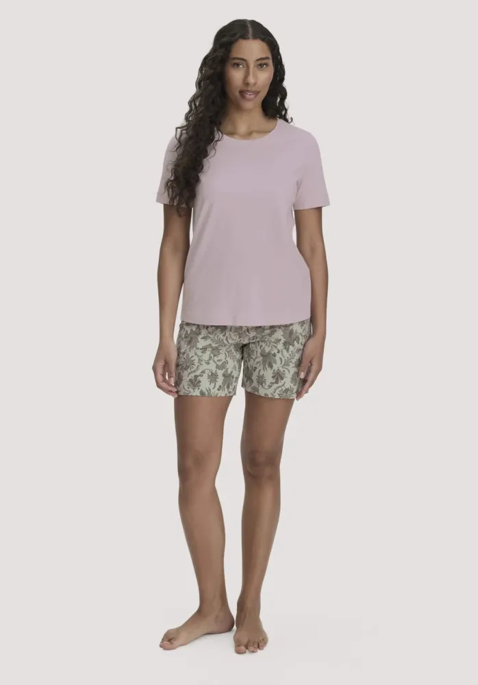 hessnatur Damen Pyjama PURE COTTON aus Bio-Baumwolle - beige - Größe 36