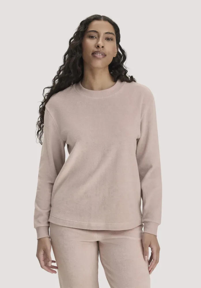 hessnatur Damen Frottee Loungeshirt Oversize PURE COTTON aus Bio-Baumwolle - rosa - Größe 42