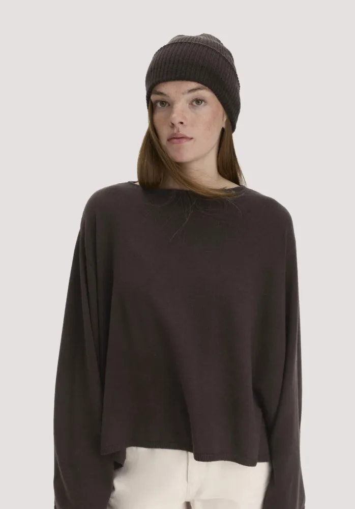 hessnatur Damen Strick Mütze aus Bio-Merinowolle mit Cashmere - braun - Größe 1size