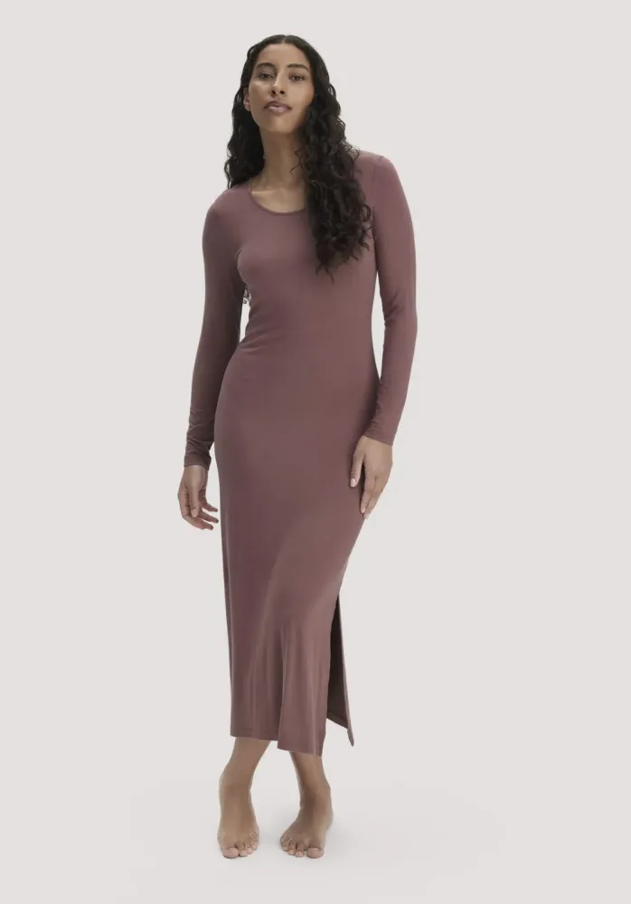 hessnatur Damen Nachthemd PURE FLOW aus TENCEL? Modal - braun - Größe 48
