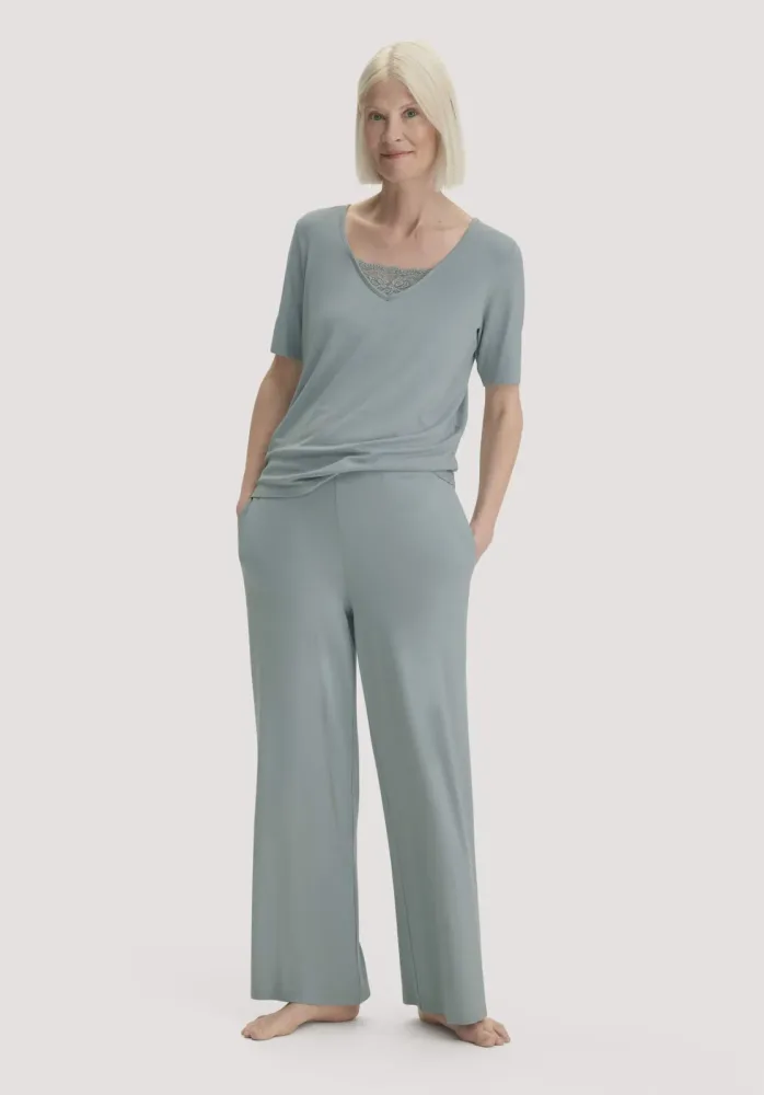 hessnatur Damen Schlafhose PURE SENSE aus TENCEL? Modal - blau - Größe 44