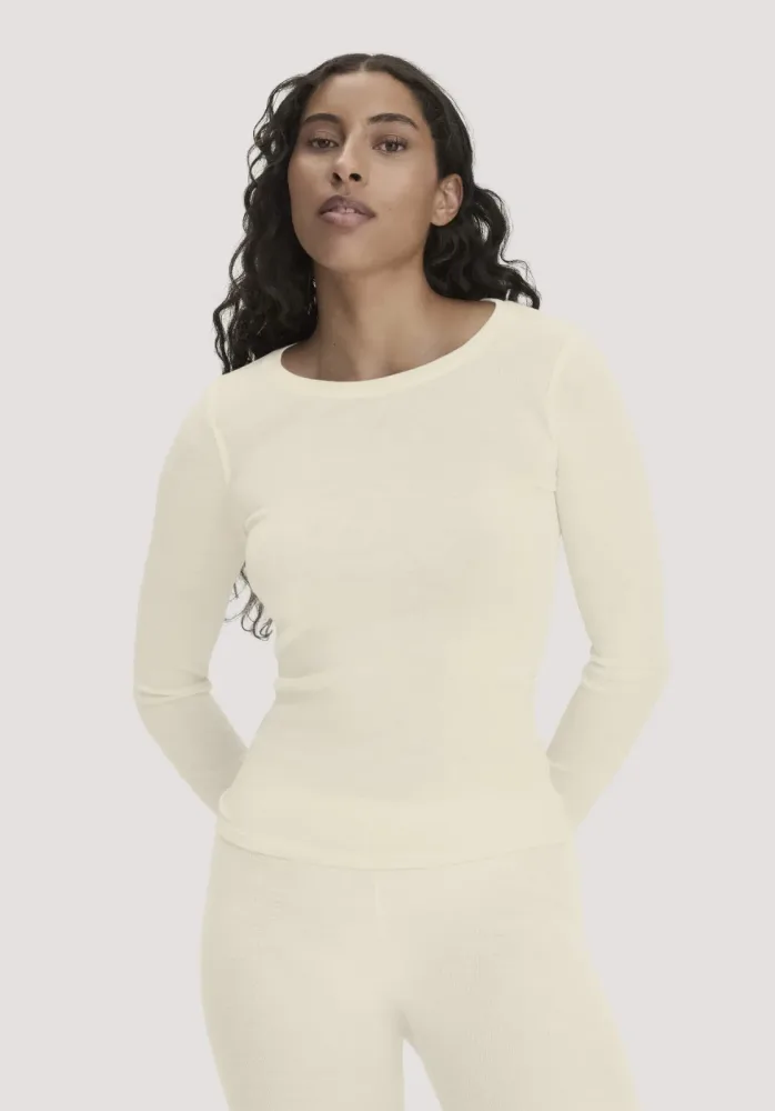 hessnatur Damen Longsleeve PURE FUNCTION aus Bio-Merinowolle mit Seide - naturfarben Grösse48