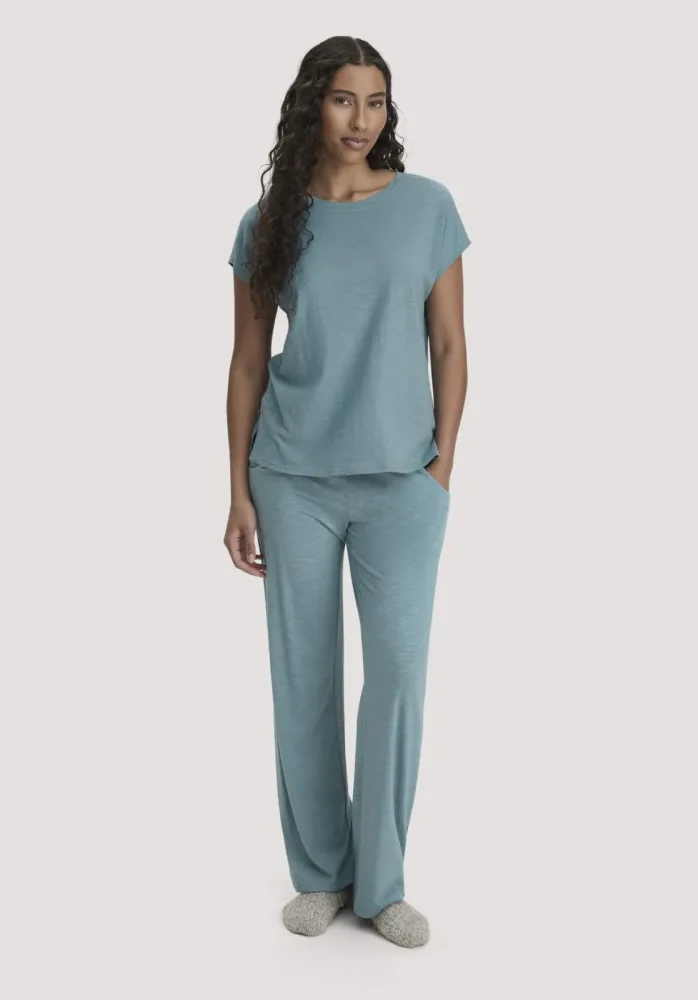 hessnatur Damen Schlafhose PURE SENSE Relaxed aus Bio-Baumwolle mit TENCEL? Modal - blau - Größe 36