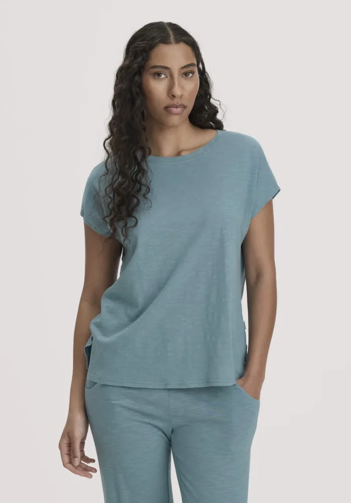 hessnatur Damen Schlafshirt Oversize aus Bio-Baumwolle und TENCEL? Modal - blau - Größe 38
