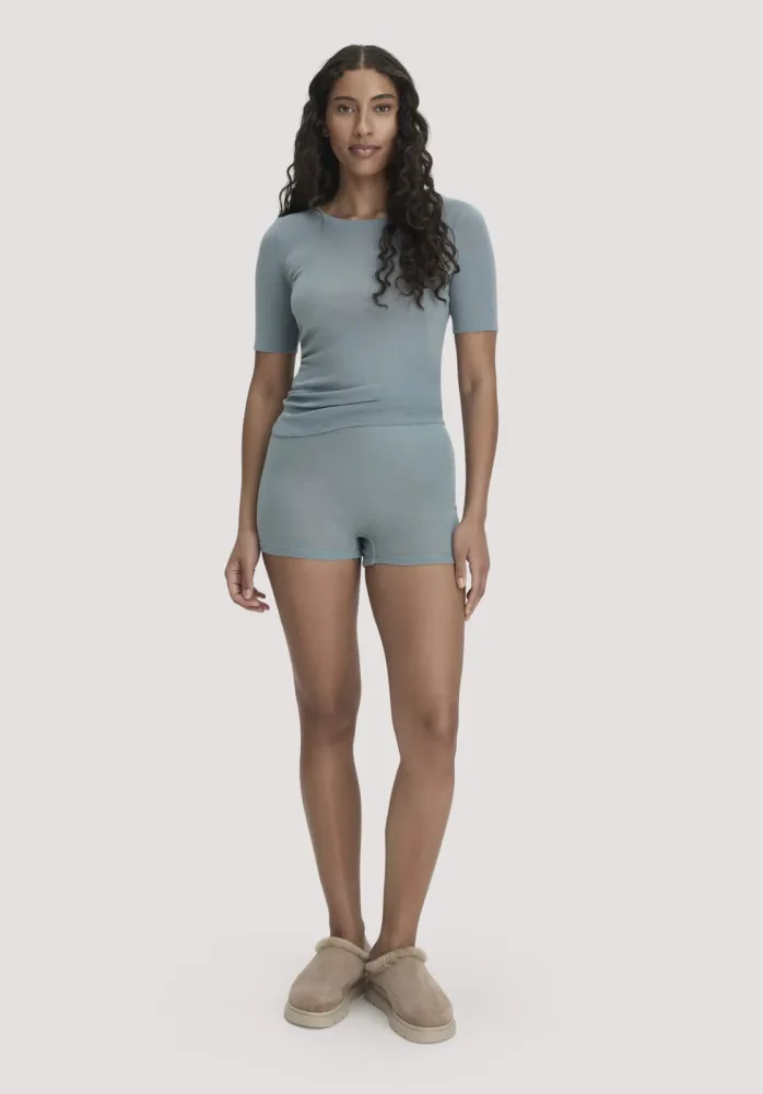 hessnatur Damen Panty PURE FUNCTION aus Bio-Merinowolle mit Seide - blau - Größe 38