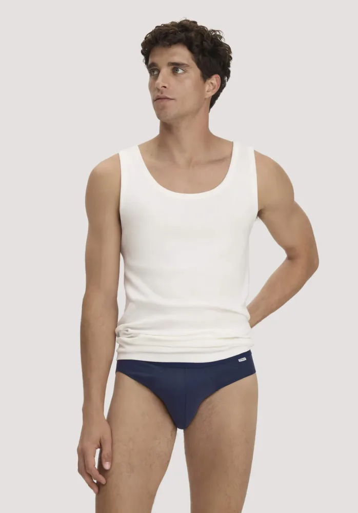 hessnatur Herren Slip Regular Cut im 3er-Pack COTTON MIX aus Bio-Baumwolle - blau - Größe 4 = S