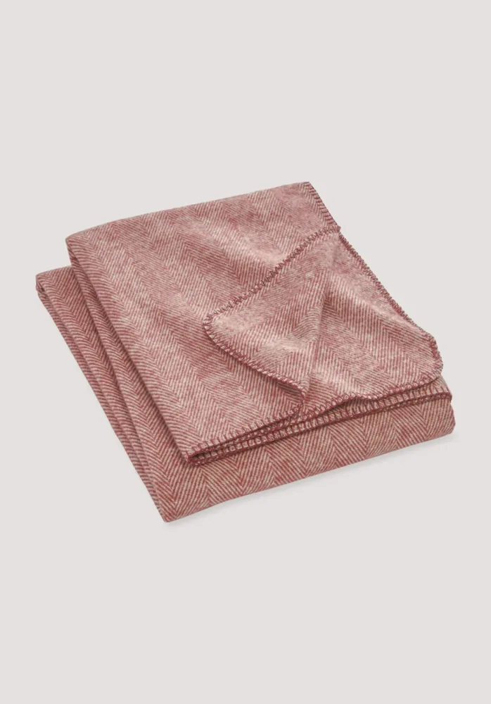 hessnatur Decke MERLE aus Bio-Baumwolle - rot - Größe 140x180 cm