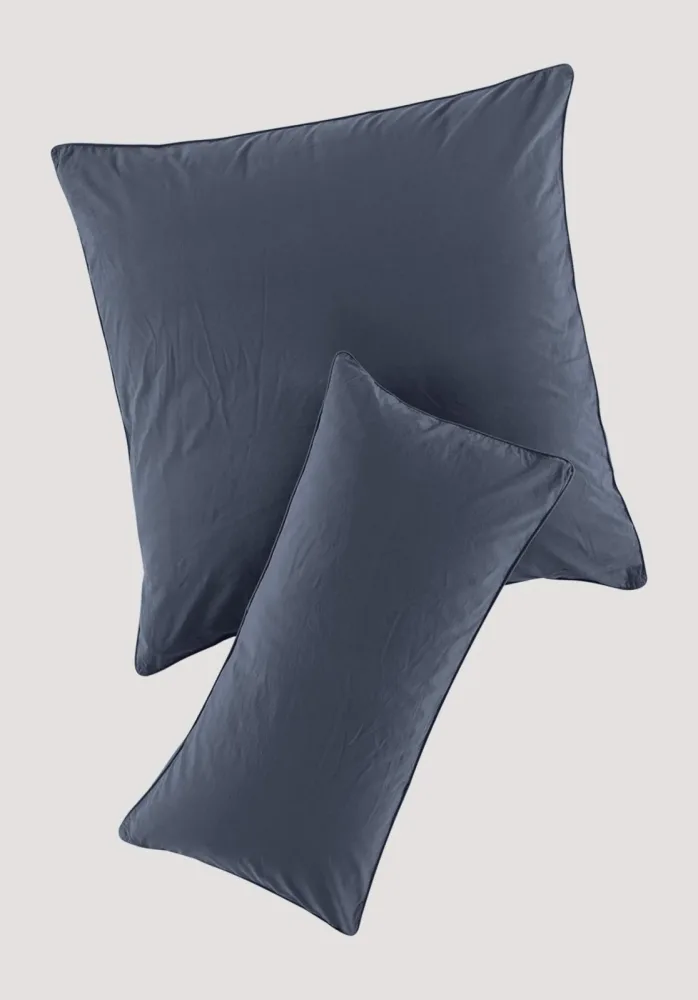 hessnatur Perkal Kissenbezug aus Bio-Baumwolle - blau - Größe 40x80 cm