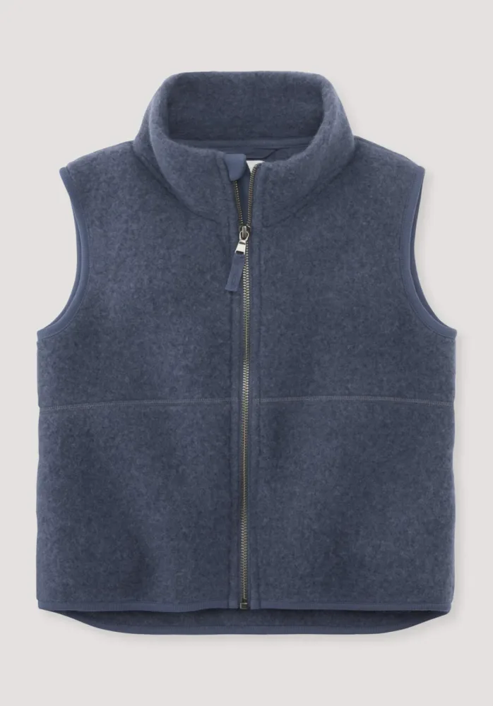 hessnatur Kinder Wollfleece Weste aus Bio-Merinowolle - blau - Größe 110/116