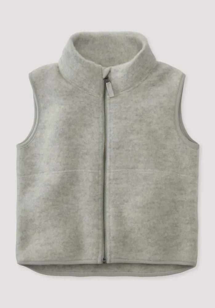 hessnatur Kinder Wollfleece Weste aus Bio-Merinowolle - grau - Größe 110/116