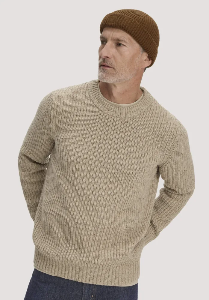 hessnatur Strickmütze aus Bio-Merinowolle mit recycelter Wolle und Bio-Baumwolle - braun - Größe 1size