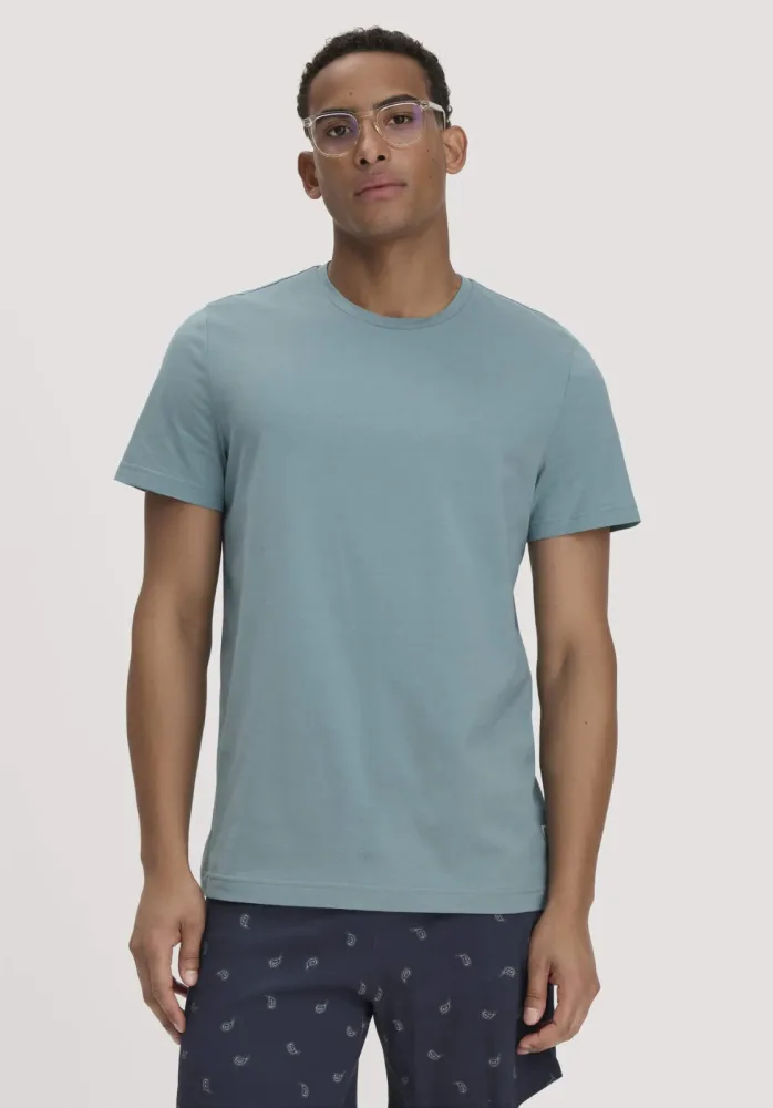 hessnatur Herren Schlafshirt PURE COTTON aus Bio-Baumwolle - blau - Größe L