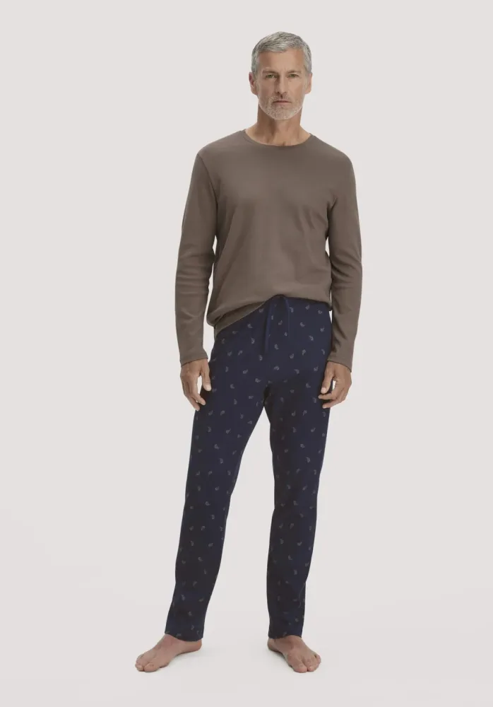 hessnatur Herren Schlafhose PURE COTTON aus Bio-Baumwolle - blau - Größe L