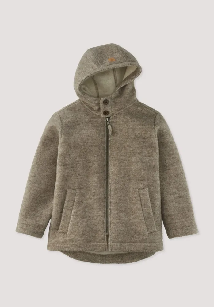 hessnatur Kinder Parka Relaxed aus Rhönwolle und eurpäischer Schurwolle - beige - Größe 134/140