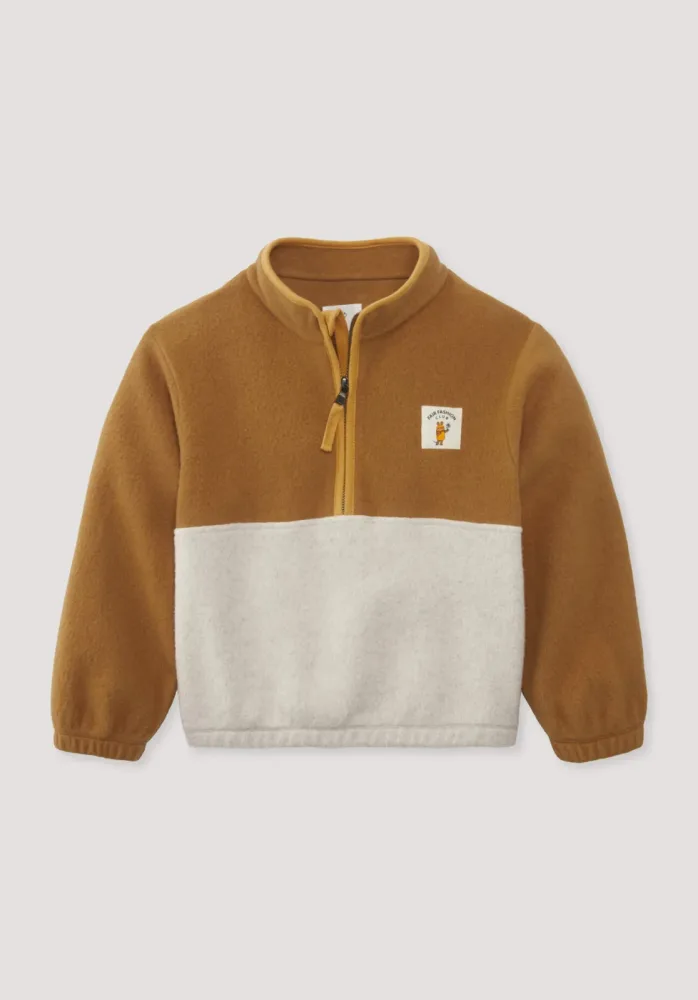 hessnatur Kinder Fleece Sweatshirt DIE MAUS Regular aus Bio-Baumwolle - braun - Größe 122/128
