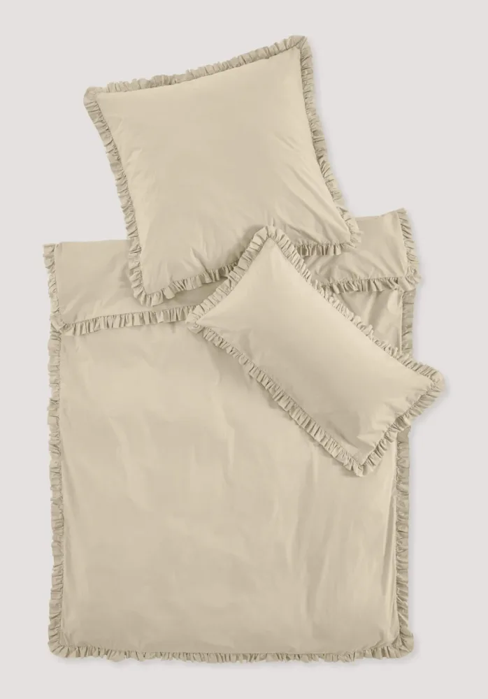 hessnatur Perkal Bettwäsche Set CARMEN aus Bio-Baumwolle - beige - Größe 155x220 / 40x80 cm