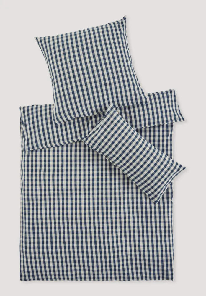 hessnatur Biber Bettwäsche Set ANTON - blau Grösse135x200 / 80x80 cm