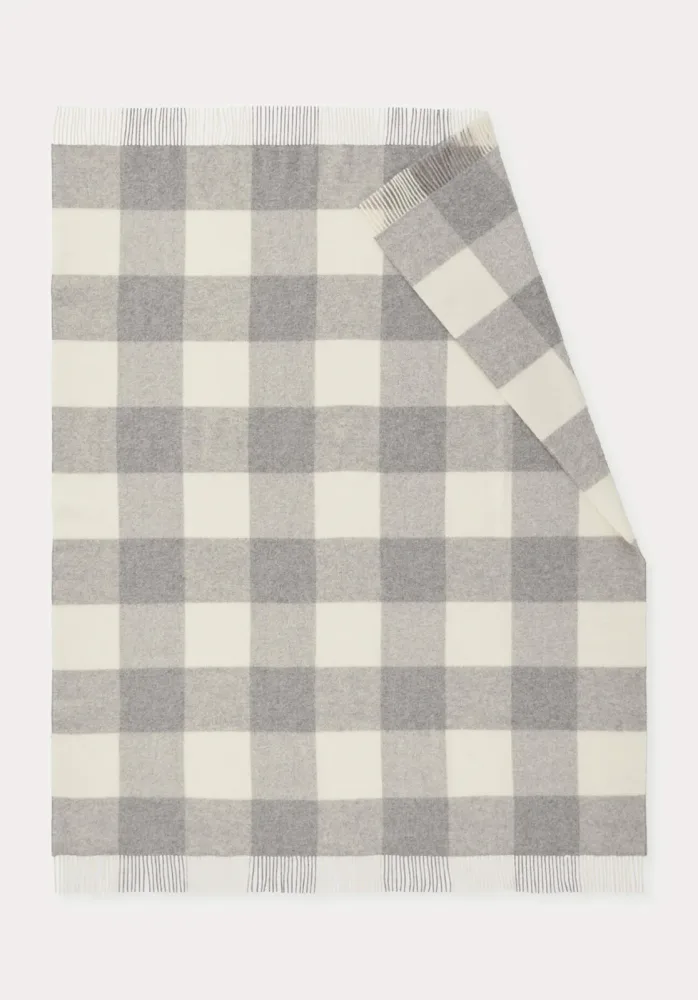 hessnatur Plaid ANTONIA aus Bio-Lambswool - grau - Größe 130x180 cm