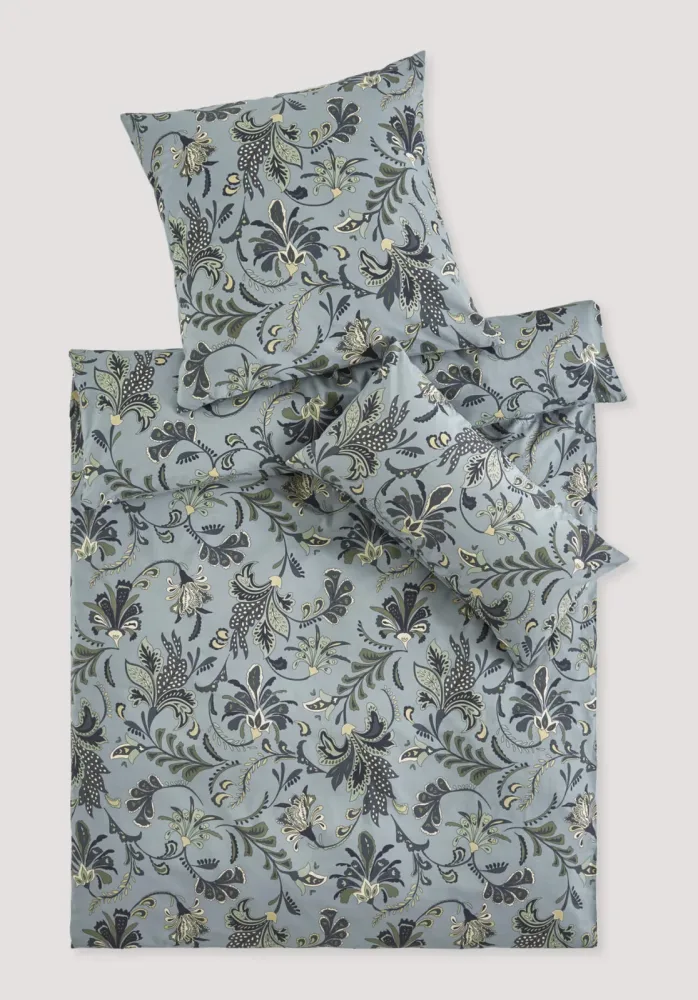 hessnatur Renforcé Bettwäsche Set JAMUNA aus Bio-Baumwolle - blau - Größe 135x200 / 40x80 cm