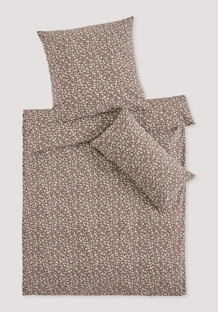 hessnatur Renforcé Bettwäsche Set MILLIE aus Bio-Baumwolle - braun - Größe 135x200 / 40x80 cm