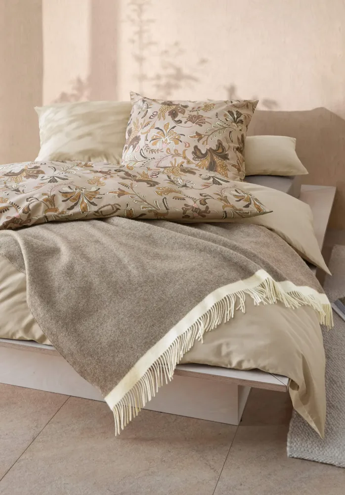 hessnatur Plaid JONNE aus Bio-Lambswool - braun - Größe 130x180 cm