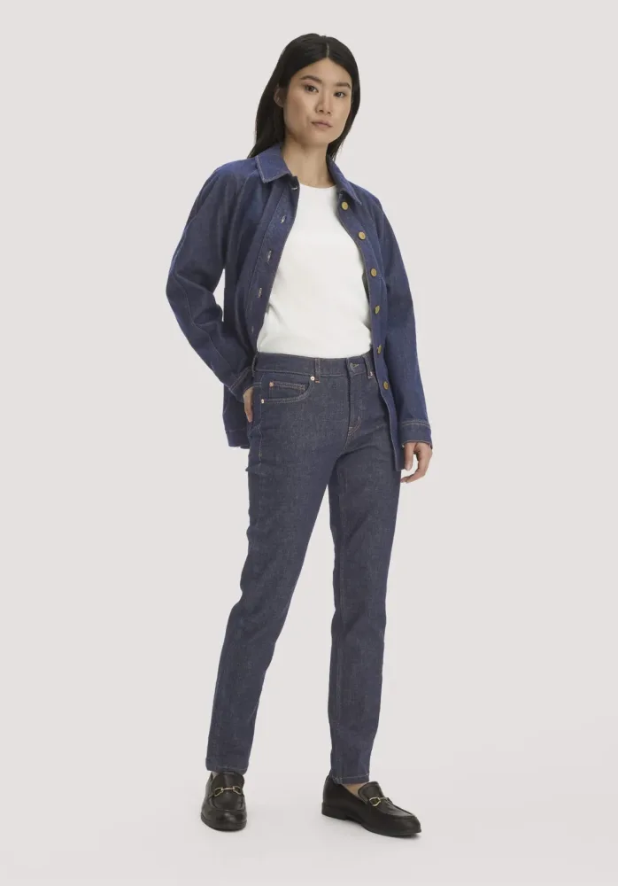 hessnatur Damen Jeans LEA Slim aus Bio-Baumwolle mit recycelter Baumwolle - blau - Größe 26/34