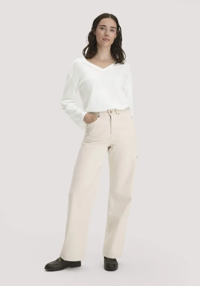 hessnatur Damen Jeans ALVA Wide Leg UNDYED aus Bio-Baumwolle mit Recycled-Baumwolle - natur - Größe 28/34