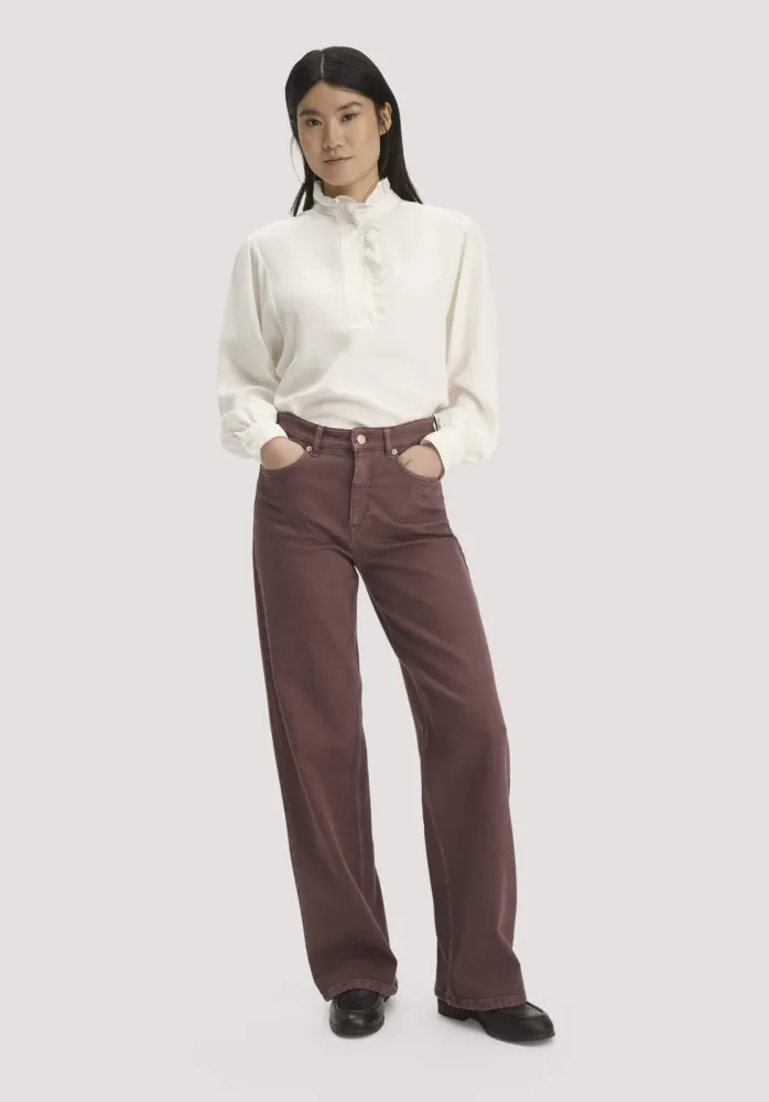 hessnatur Damen Jeans ALVA Wide Leg GARMENT DYE aus Bio-Baumwolle mit recycelter Baumwolle - rot - Größe 28/32