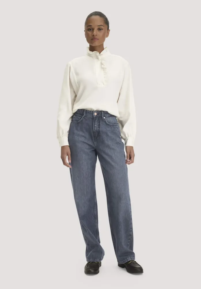 hessnatur Damen Jeans GIERA Straight Relaxed aus Bio-Baumwolle mit recycelter Baumwolle - blau - Größe 32/34