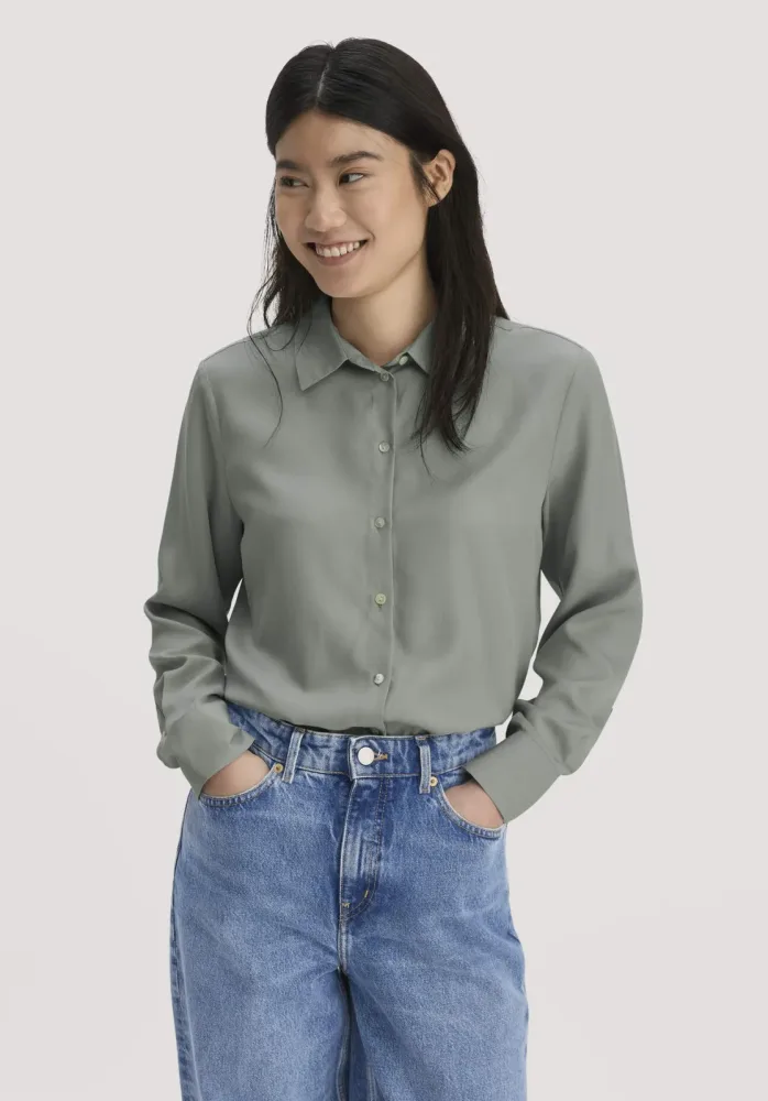 hessnatur Damen Bluse Relaxed aus TENCEL? Lyocell - blau - Größe 48