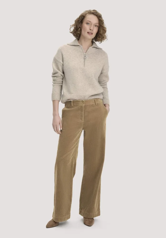 hessnatur Damen Cordhose Wide Leg Relaxed aus Bio-Baumwolle - braun - Größe 44