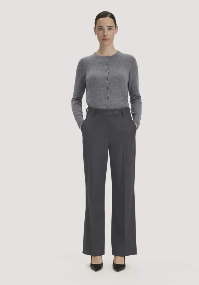 hessnatur Damen Wollhose Straight Leg Relaxed aus Bio-Merinowolle - grau - Größe 36