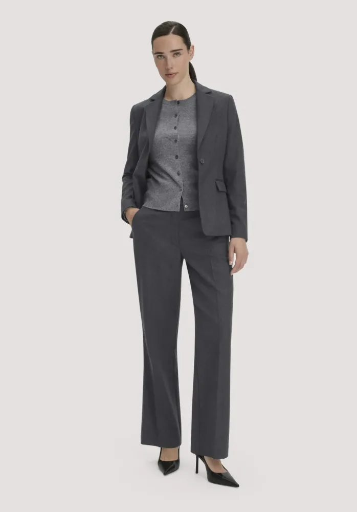 hessnatur Damen Wollblazer Regular aus Bio-Merinowolle - grau - Größe 46