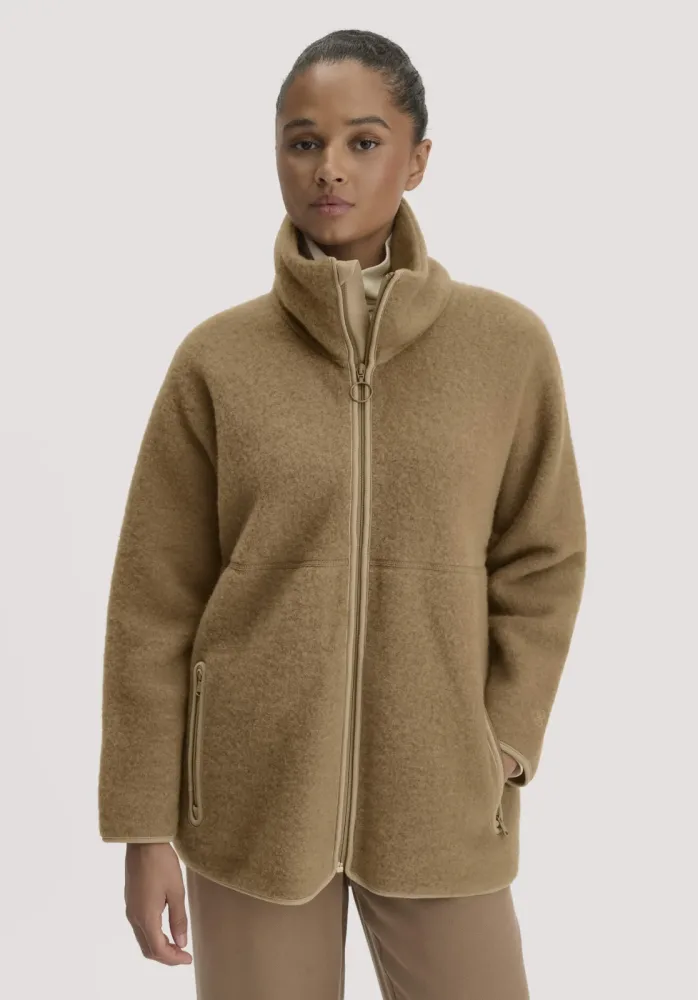 hessnatur Damen Wollfleece Jacke Oversize aus Bio-Merinowolle - braun - Größe XL