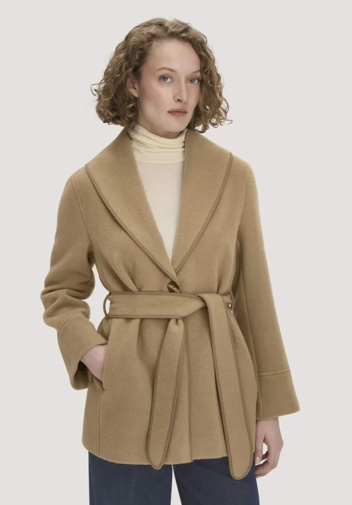 hessnatur Damen Wolljacke Relaxed aus 100% recycelter Wolle - braun - Größe 42